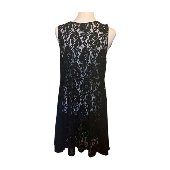 Free People Y2K Black Lace Mini Dress Large Sheer Resortwear Beach Coverup - Picture 8 of 13